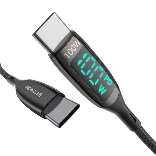 Blitzwolf BW-TC23 USB-C to USB-C kábel, 100W, 1.8m (fekete)