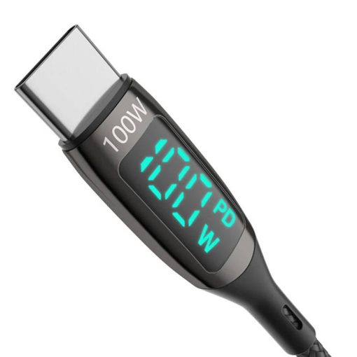 BlitzWolf BW-TC23 USB-C to USB-C kábel, kijelzővel, 100W, 0.9m (fekete)