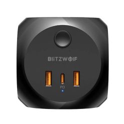 Power charger Blitzwolf with 3 AC outlets,  BW-PC1, 2x USB, 1x USB-C (black)